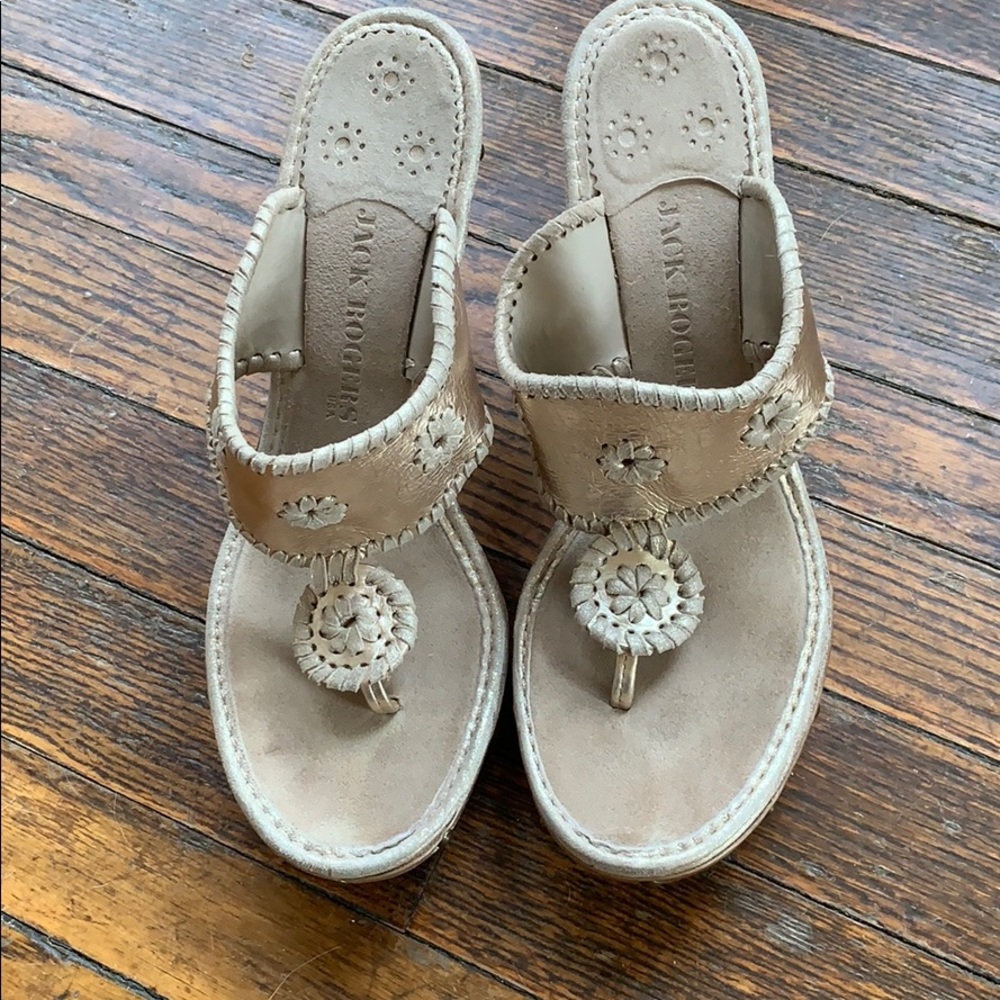 Jack Rogers Gold Wedges